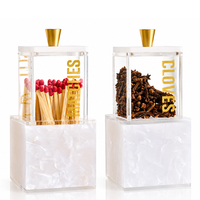 Lucite Streichholz- und Gewürzhalter aus Acryl, Judische Havdalah-Gewürzbox mit Golddeckeln und Marmorsockel, Geschenkset