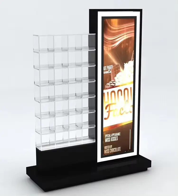 Custom Retail Food Furniture Chocolate Display Shelf Candy Shop Cabinet Interior Design Chocolate Display Cabinet