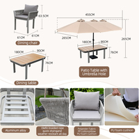 Meubles d'extérieur modernes, table, chaise, coussin imperméable, jardin, plage, hôtels, canapé de patio antirouille avec parasol