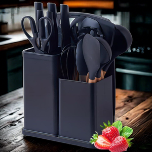 Nuevo juego de utensilios de cocina de silicona de 19 piezas de lujo con mango de madera, juego de electrodomésticos de acero para hornear de 19 piezas para Cocinar en casa - Product Image 1