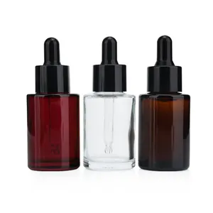 Wholesale Amber Clear Purple Skin Care Serum Bottle 30ml 2oz Glass Dropper Bottles For Skin Care Oil Serum