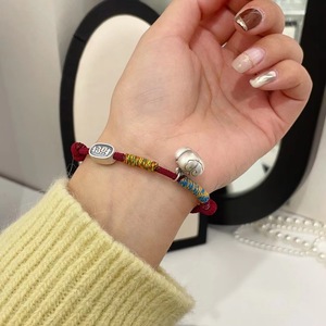 Pulsera de hilo rojo con dije de campana de plata pura 999, regalo unisex, joyería - Product Image 5