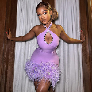 Wholesale Sexy Purple Short Prom Dresses Luxurious Club Party Attire