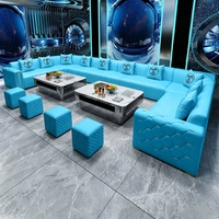 Canapés en bambou modernes en forme de L et en forme de U pour KTV et bars/clubs, personnalisables, ensemble de mobilier de bar de luxe léger avec panneaux, mobilier événementiel