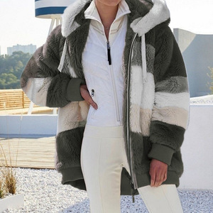 Manteau Oversize <span class=keywords><strong>Femme</strong></span> Hiver 2026 Chaud Doux avec Poches Capuche Streetwear Ample Zippé Cachemire - Product Image 5