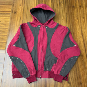 OEM Street Style Patchwork <b>Zip</b> Hoodie High Quality Terry Thick Adjustable Hem Men's Hoodie - Product Image 3