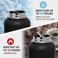 Bouteille d'eau en acier inoxydable de 32 oz avec logo gravé au laser, double paroi, thermos isolé, portable, pour les voyages