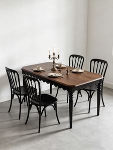 Nuevo Juego de Mesa de Comedor de Madera Maciza Estilo Americano con 4 Sillas Windsor Negras para el Hogar, Cocina, Comedor - Product Image 6