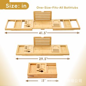 Estante de madera para bañera, bandeja plegable de bambú, soporte para teléfono móvil y tableta, multifuncional para baño - Product Image 1