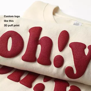 100% Cotton T Shirt Plain Oversized Tshirt Heavy Weight Custom Foam 3d Screen Logo Mens Puff Print Tee T-Shirt