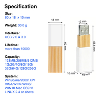 32GB USB Memorias Promotional Gifts Crystal Blue LED Light Transparent Glass Clear Wood Pendrive Thumb USB Flash Drives