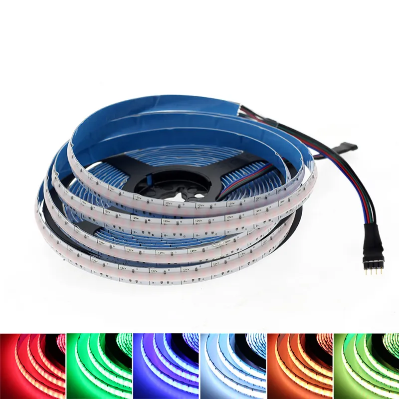 DC12V 24V COB RGB LED Strip Lampu 10Mm Kepadatan Tinggi Fleksibel Pita Cahaya Super Terang Lampu Ribbon 630LED/M 5 M/lot