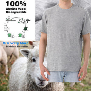 T-shirt 100% in <span class=keywords><strong>lana</strong></span> Merino da <span class=keywords><strong>uomo</strong></span> a Base di resistenza agli odori leggera da viaggio T-shirt morbida canottiera - Product Image 1