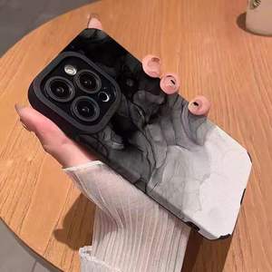 Coque de téléphone portable en TPU avec peinture à l'encre graduelle électro-plaquée noir et blanc pour <span class=keywords><strong>iPhone</strong></span> 7 8 X <span class=keywords><strong>XR</strong></span> XS 11 12 13 14 15 16 17 Pro Max - Product Image 2