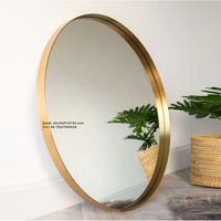 Grand miroir décoratif mural rond en aluminium doré avec cadre décoratif artistique miroir ovale carré à cercle profond pour le salon