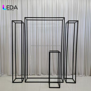 LEDA elegante jarrón geométrico de Metal negro centro de mesa columna de soporte de flores de hierro para boda - Product Image 3