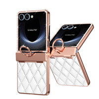 Étui de protection en cuir style diamant pour Galaxy Z Flip 7, protection antichoc pour téléphone portable