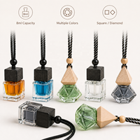 Diffuseur de parfum pour voiture suspendu personnalisé de 8 ml, flacon vide en verre pour désodorisant avec bouchon en bois et cordon