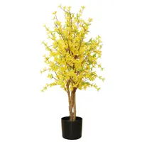 Faux arbres de fleurs jaunes artificielles, 100/3ft, fausses plantes en pot de jasmin pour l'hiver, décoration de jardin, maison