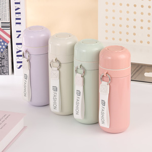 316 Stainless Steel <b>Thermos</b> Cup With Carrying Rope One Touch Lid Portable Travel Water <b>Bottle</b> For Outdoor Use - Product Image 1