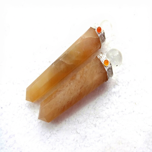 Bâton de guérison en agate aventurine en gros, boule de cristal Reiki naturelle jaune sculptée, 5-7 pouces, faite à la main - Product Image 1