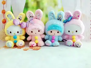 Großhandel Custom Cartoon Sanrio Plüsch tier Kawaii Niedliche Kuscheltier Plüsch tier Hund Hase Figur Soft Toys für Kinder Mädchen
