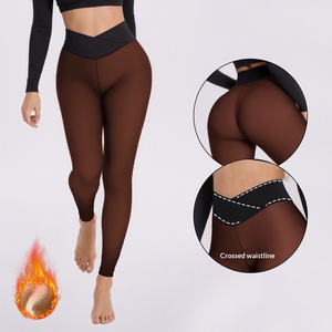 ZOYIAME Leggings Invernali da Donna con Logo Personalizzato, <span class=keywords><strong>Felpati</strong></span>, Spessi, a Vita Incrociata, Senza Cuciture, a Metà Polpaccio, Vintage, <span class=keywords><strong>Taglie</strong></span> <span class=keywords><strong>Forti</strong></span>, con Controllo Pancia - Product Image 5