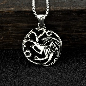 Collar con Símbolo Targaryen Inspirado en Juego de Tronos, con Colgante de Dragón de Fuego y Sangre, Estilo Vintage, Joyería de Acero Inoxidable - Product Image 2