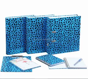 Estampado de leopardo azul de papel de diseño de palanca arco ringbinder