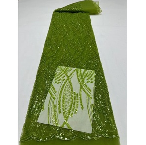Tela de Encaje con Lentejuelas Bordadas al por Mayor, Encaje Aso Ebi, Tul, Encaje Francés, Vestido de Novia para <span class=keywords><strong>Fiesta</strong></span> - Product Image 2