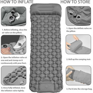 Matelas <span class=keywords><strong>de</strong></span> camping double pliable et portable, ultraléger, durable, en TPU imperméable, avec pompe intégrée, <span class=keywords><strong>coussin</strong></span> d'air, tapis <span class=keywords><strong>de</strong></span> voyage, randonnée - Product Image 3