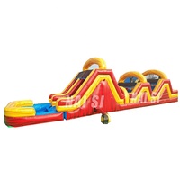 Course d'obstacles de tunnel commercial de haute qualité rebond gonflable gonflable toboggan piscine obstacles méga maison de saut pour la fête