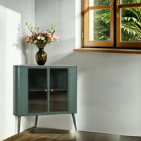Mobilier de maison moderne Meuble de rangement d'angle en métal avec porte en verre trempé pour cuisine, salle à manger, salon, hôtel, salle de bain