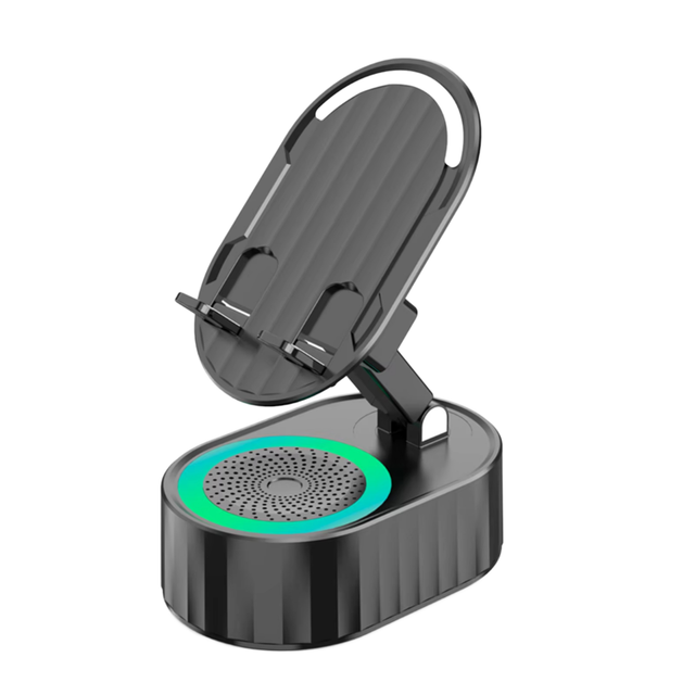 Wireless Speaker Desk Phone Stand Holder Universal Led Light Cell Power Bank Charger Bracket Table Mobile Tablet Interaction ABS