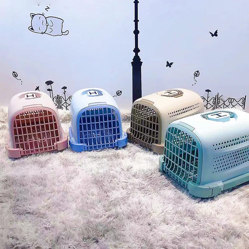 Trasporto Pet portage Box portatile trasportino da viaggio gabbia per cani scatola di plastica esci custodia da volo per animali domestici scatola da trasporto per animali domestici