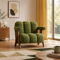 Fauteuil en velours noir et vert de style vintage, pieds en bois massif, imperméable, pour salon, balcon, meubles de maison