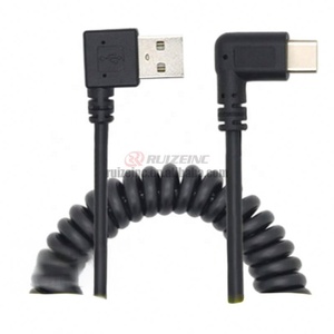 Câble de données à ressort Type-C double Usb3.1 à <span class=keywords><strong>angle</strong></span> de 90 degrés, coudé à gauche et à droite - Product Image 1