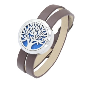High Quality <b>Leather</b> Band Watch Stainless Steel Diffuser Locket Charm Women Aromatherapy <b>Bracelet</b> - Product Image 5