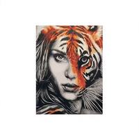 Kit de broderie mosaïque 5D en résine pour toile, peinture diamant complète, motif femme tigre, pour décoration de salon