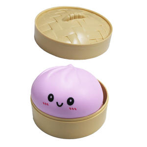 Mainan Promosi Warna-warni Lucu Bentuk Bakpao Dumpling Squishy Bola Penghilang Stres Wajah Tersenyum Mainan Fidget Bakpao Kukus dengan Alat Pengukus - Product Image 6