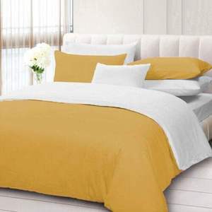 Juego de Funda Nórdica Reversible Abp Collection, King/Cal King, 800 Hilos, Algodón Puro, Color Blanco Dorado Sólido, Juego de Ropa de Cama de 5 Piezas - Product Image 1