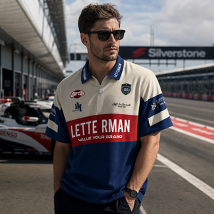 Polo demi-zippé OEM ODM en gros, personnalisé avec logo en caoutchouc imprimé, colorblock, chemise de sport tendance pour club, course, usage quotidien et décontracté - Product Image 5