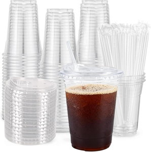Bicchieri Monouso in PET Trasparente 8-24oz per Bevande Fredde con Coperchi e Cannucce Senza BPA per Caffè Freddo, Frullati, Bubble Tea - Product Image 4