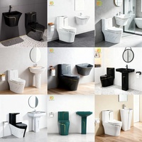 Inodoro de Lujo de una Pieza de Cerámica WC de Porcelana en Color Dorado y Negro para Baño de Hotel