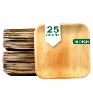 Low MOQ Disposable Biodegradable Areca Palm Leaf Wooden Plate for Party Wedding compostable 6 8 10 inch square plates disposable