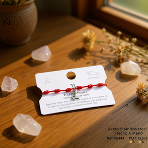 Bracelet porte-bonheur Capricorne, cordon rouge, acier inoxydable, fait main, bijoux astrologiques, style bohème unisexe - Product Image 3