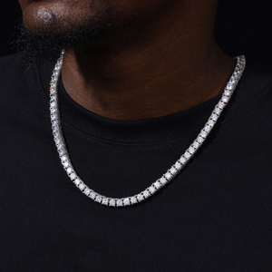 <span class=keywords><strong>Collana</strong></span> Tennis Lusso Hip Hop da <span class=keywords><strong>Uomo</strong></span>, in Oro Bianco 5mm, <span class=keywords><strong>Argento</strong></span> Sterling <span class=keywords><strong>925</strong></span>, Moissanite Ghiacciata a Cluster - Product Image 5