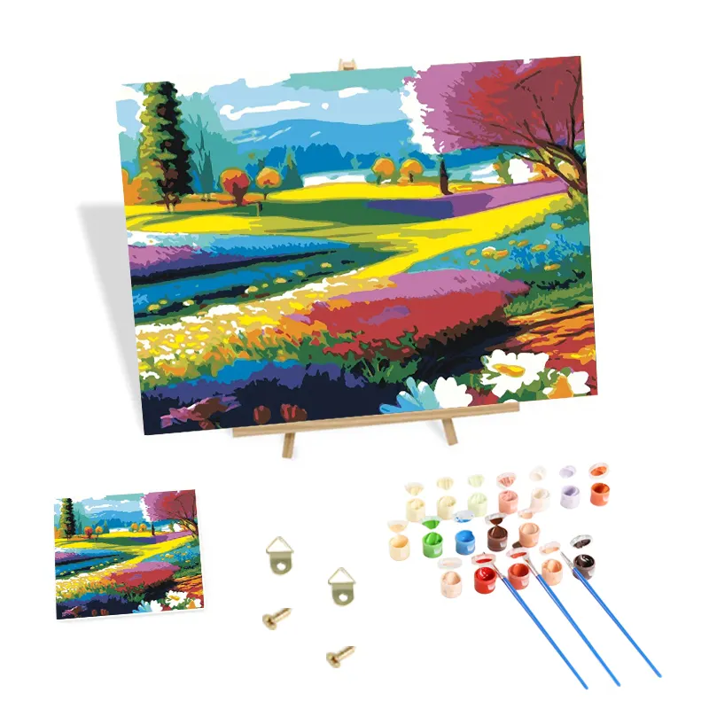 Recién llegado, Kit de pintura por números, paisaje natural colorido, pintura al óleo por números, paisaje