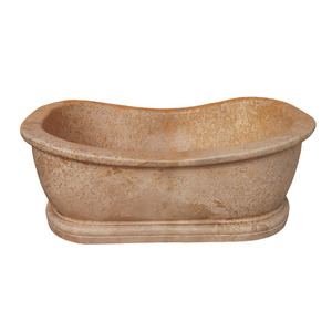 Progettato su misura egitto in marmo Beige Standalone vasca idromassaggio in pietra Freestanding vasca da bagno per le ville in vendita - Product Image 6