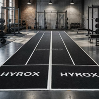 Schwarzer Sprint-Track Fitness Kunstrasen-Teppichbelag Langlebiger Hyrox-Rasen mit Individuellem Logo Schlittenrasen 2m x 16,1m / 4m x 16,1m